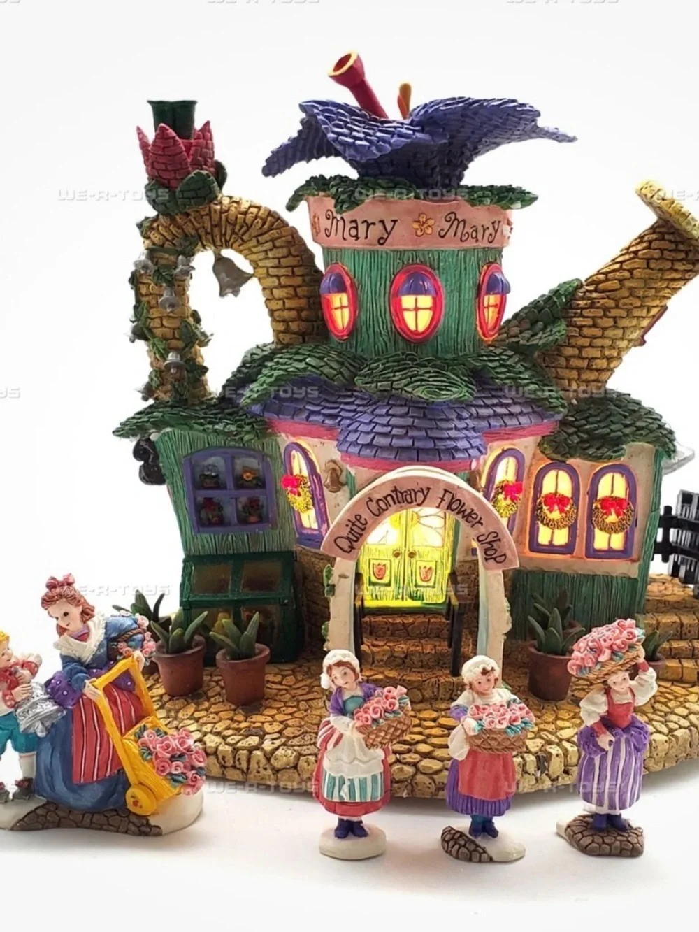 Department 56 Mary Mary Floral Cottage Figurine - Purple, Green, Pink, Yellow
